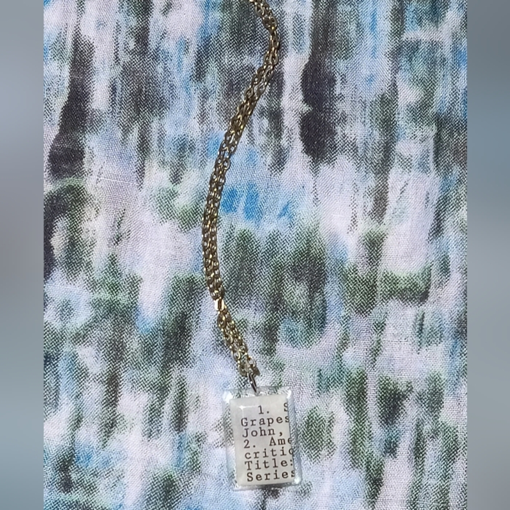 Unique Resin/Card Catalog Pendant - Picture 3 of 5